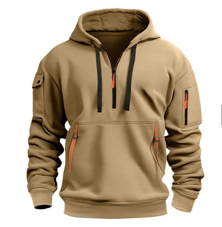 Men's Practical Hoodie with Side Zipper and Versatile Pockets Skorter