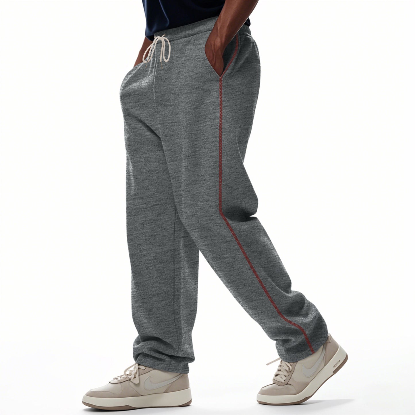 Men's sporty leisure pants with side contrast seams and drawstring Skorter