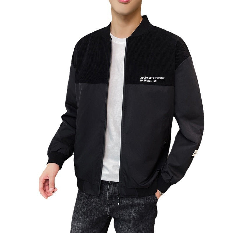 Herrbomberjacka med randig manchester och trendigt tryck Skorter