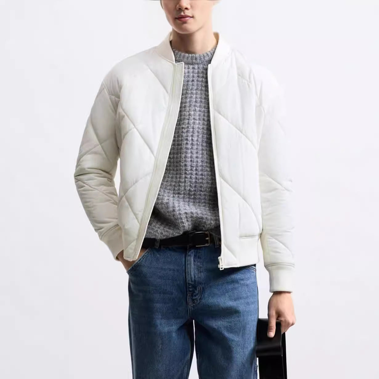 Men's quilted casual jacket with sporty cut and side pockets Skorter