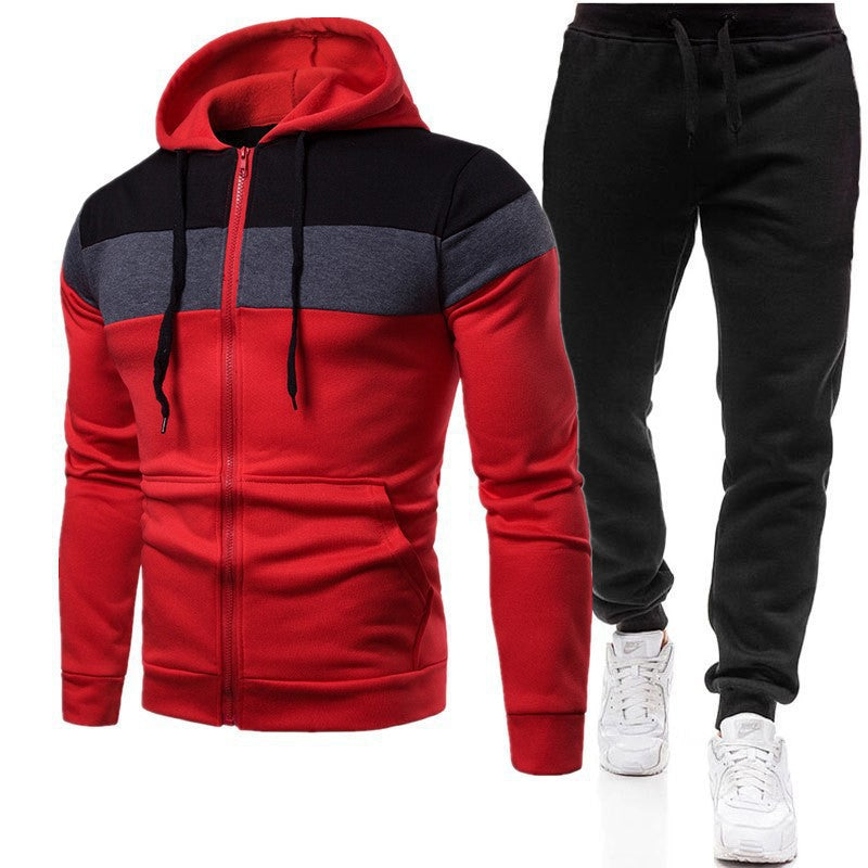 Men's sporty hoodie and jogging suit with contrast stripes Skorter