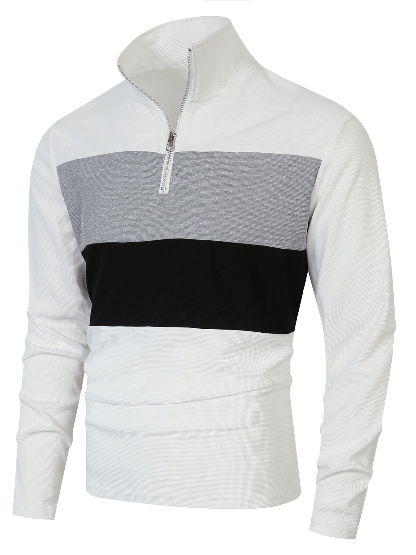 Men's sporty pullover with stand-up collar and deep zipper Skorter