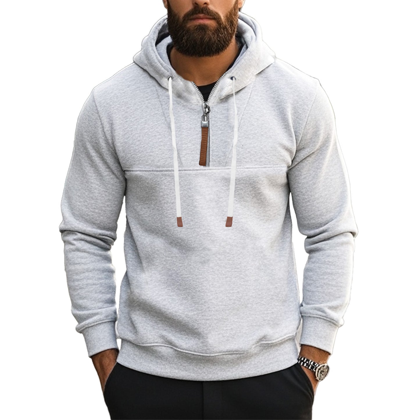 Men's sporty hoodie with half zipper and drawstring Skorter