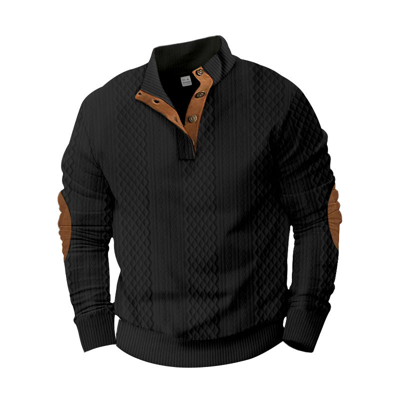 Men's stylish knit sweater with modern button design and textured fabric Skorter