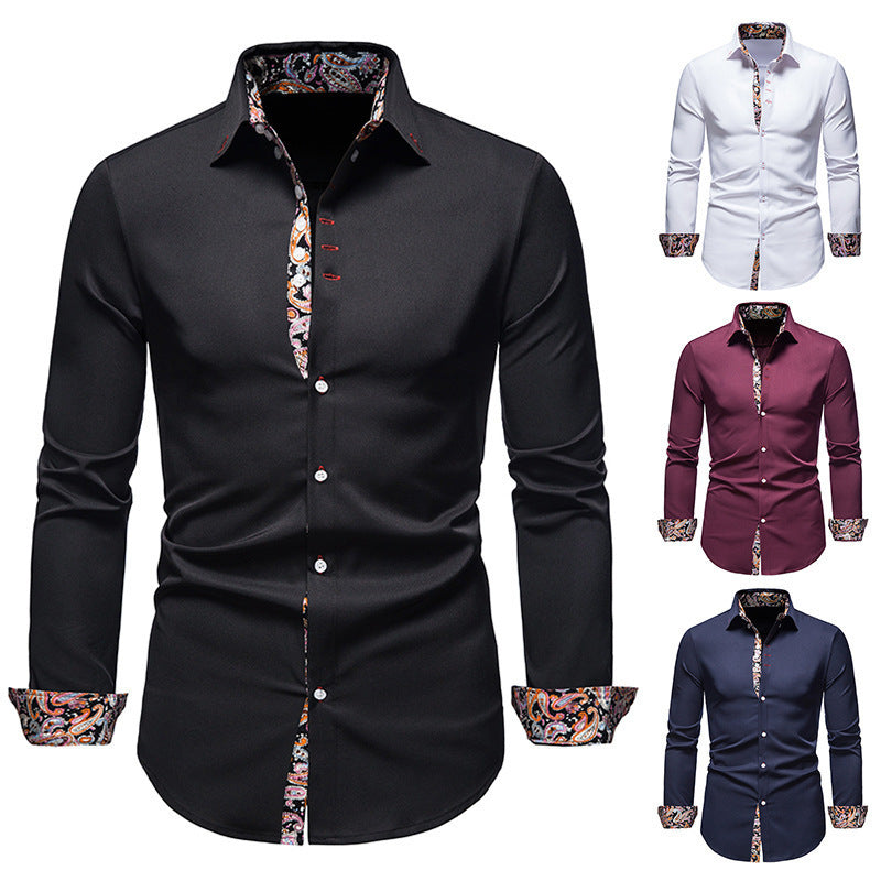 Men's long-sleeve shirt with modern paisley pattern and exclusive details Skorter