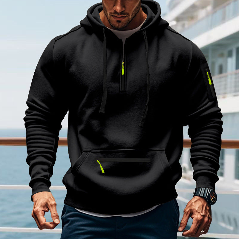 Men's sporty hoodie with practical two-way zipper and side pockets Skorter