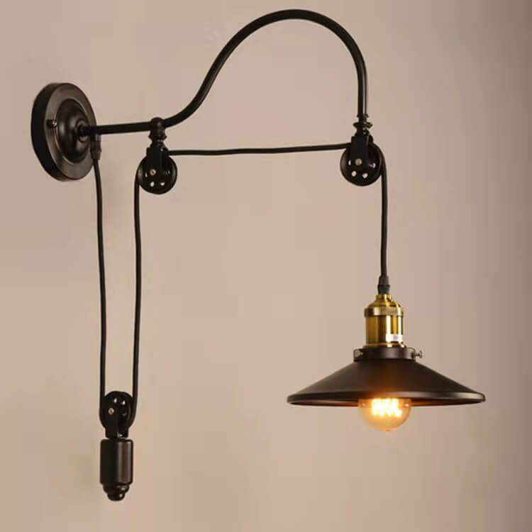 Skorter | Retro Industrial Wrought Iron Light Pulley Wall Sconce Lamp