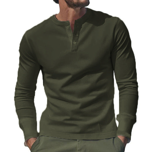 Men's Long Sleeve Shirt with Button Placket made of Comfortable Cotton Blend Skorter