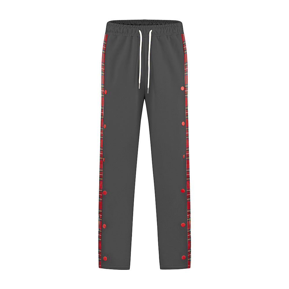 Men's Sporty Jogging Pants with Snap Button Design and Elastic Waistband Skorter