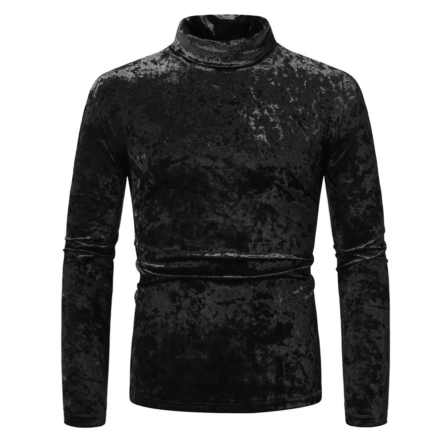 Men's Velvet Turtleneck Sweater with Elegant Design Skorter