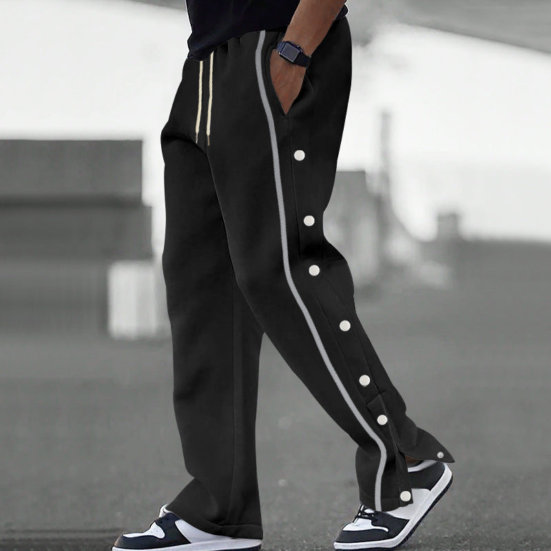 Men's Sporty Loose Jogging Pants with Snap Buttons Skorter