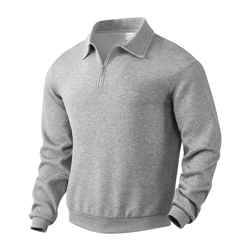 Men's Sporty Sweater with Zipper and Textured Design Skorter