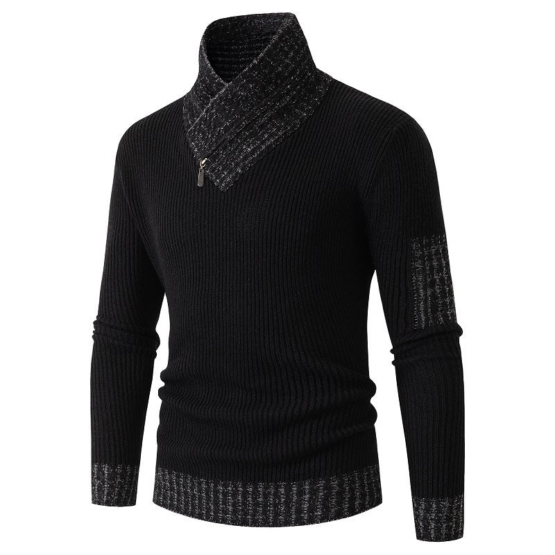 Men's sweater with modern asymmetric collar and textured design Skorter
