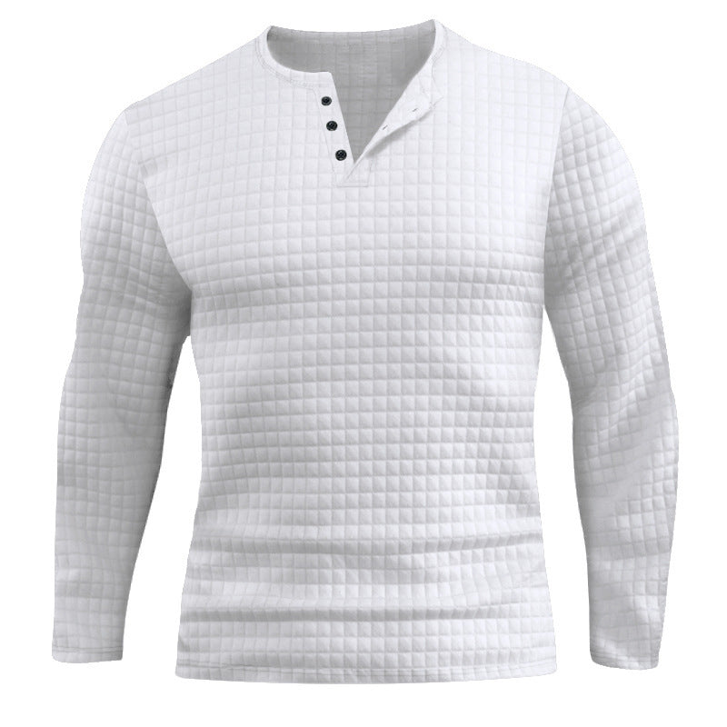 Men's Long Sleeve Shirt with Textured Design and Fashionable Button Closure Skorter