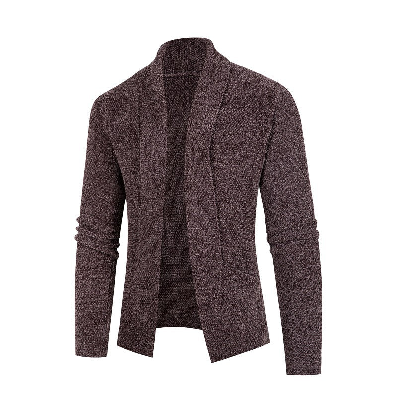 Men's cardigan with modern shawl collar and fine textured pattern Skorter