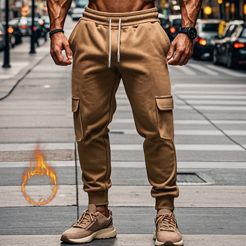 Men's Sporty Cargo Jogging Pants with Elastic Waistband and Practical Pockets Skorter