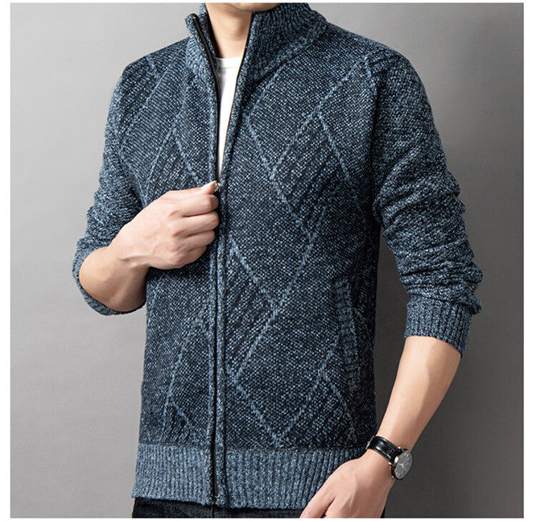 Herrkardigan med modern dragkedja och grafiskt mönster Skorter