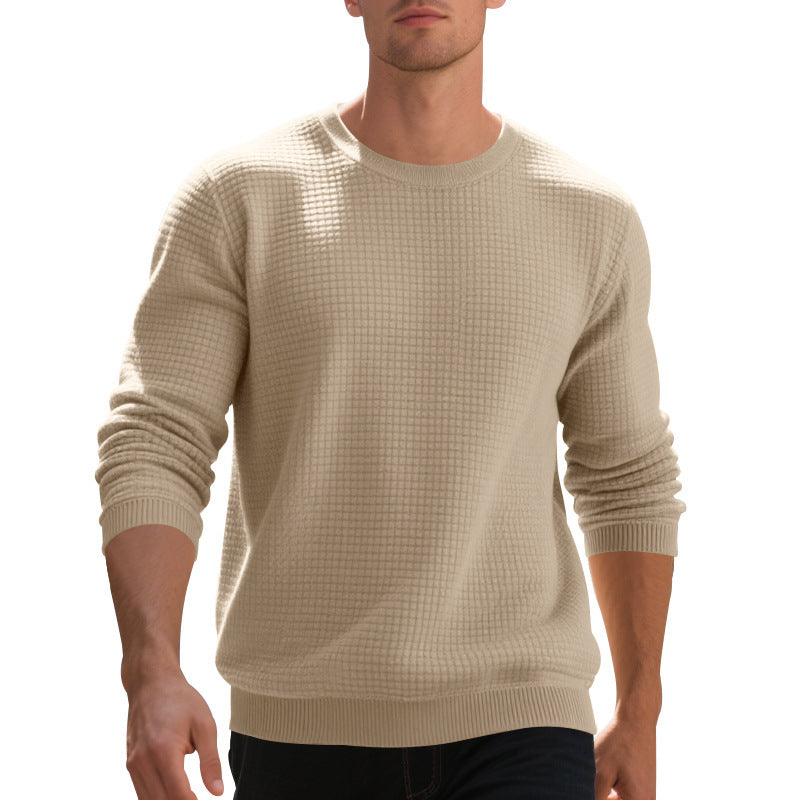 Men's warmer sweater with textured fabric and round neckline Skorter