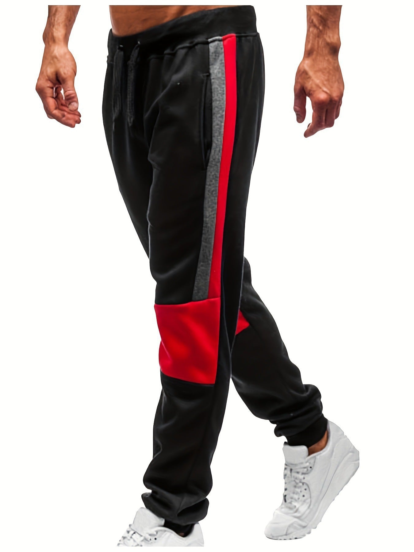 Men's sporty sweatpants with color block design and elastic waistband Skorter