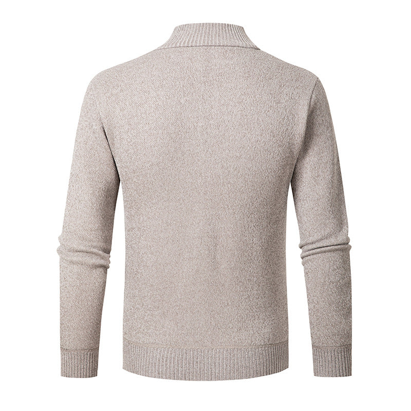 Men's stylish knit sweater with stand-up collar and zipper Skorter