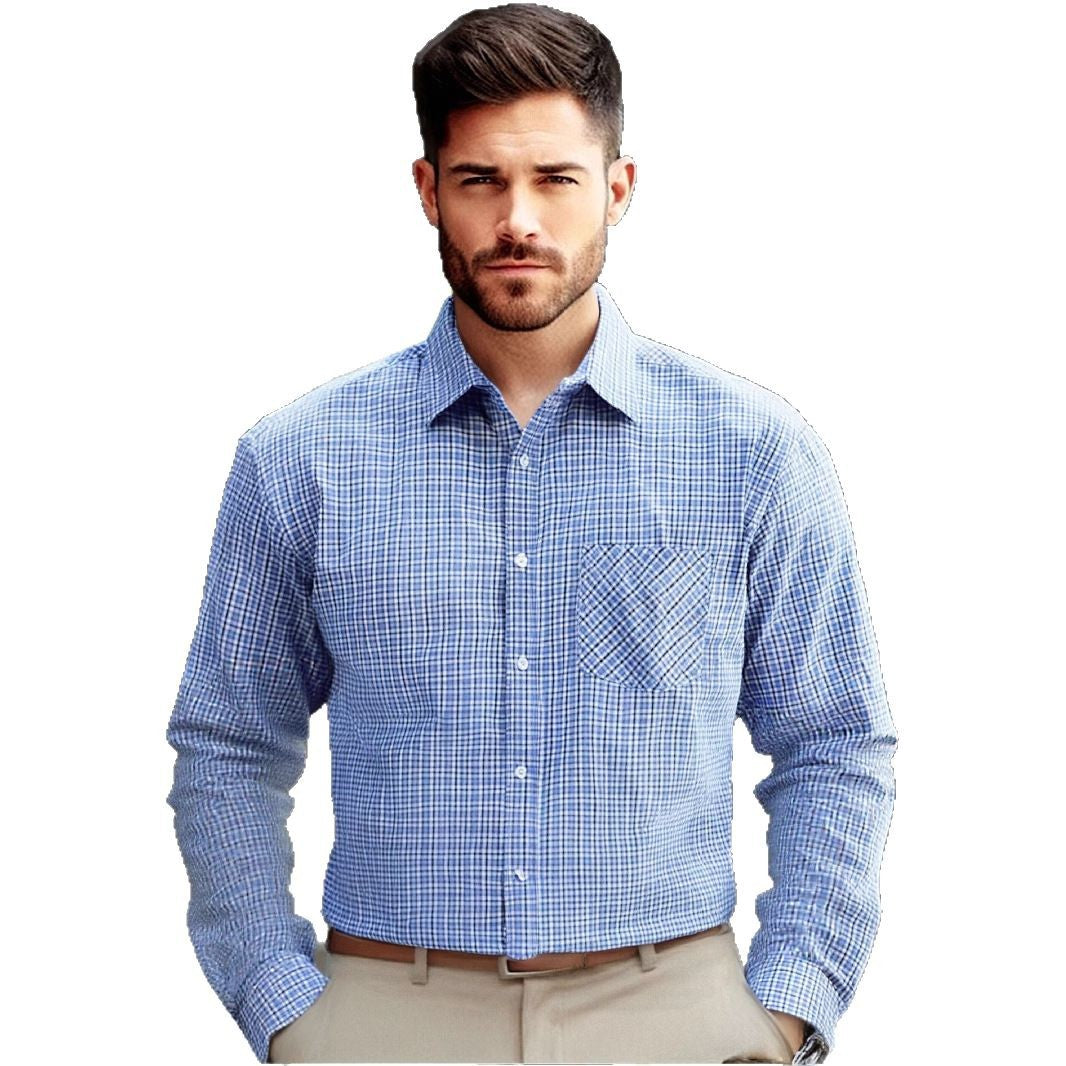 Men's stylish checked long-sleeve shirt Skorter