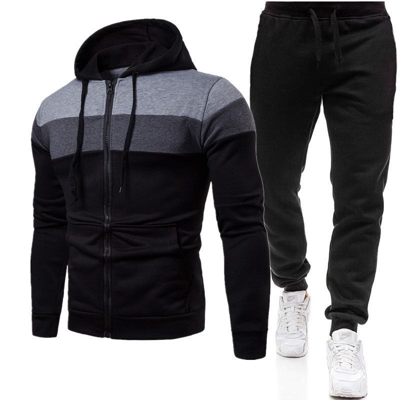 Men's sporty hoodie and jogging suit with contrast stripes Skorter