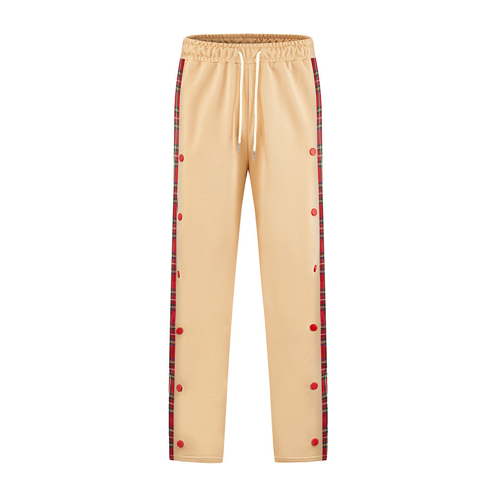 Men's Sporty Jogging Pants with Snap Button Design and Elastic Waistband Skorter