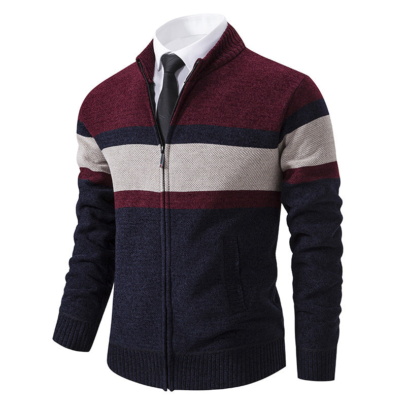 Men's cardigan with textured design and high-collar Skorter