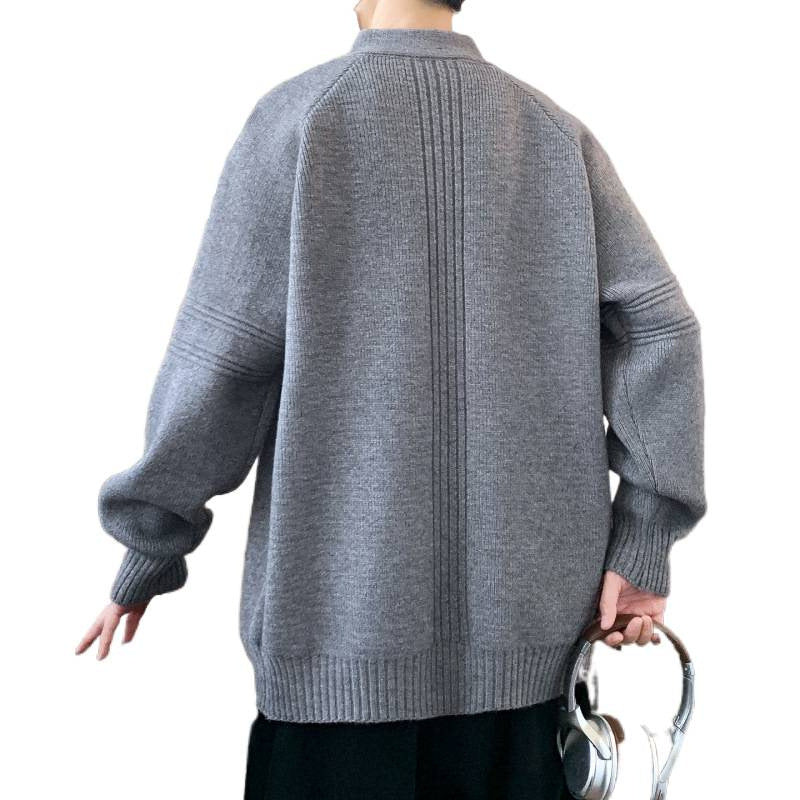 Herrkardigan med hög krage och dragkedja Skorter