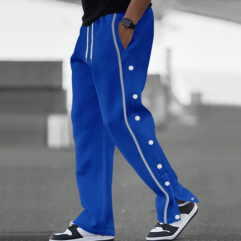 Men's Sporty Loose Jogging Pants with Snap Buttons Skorter