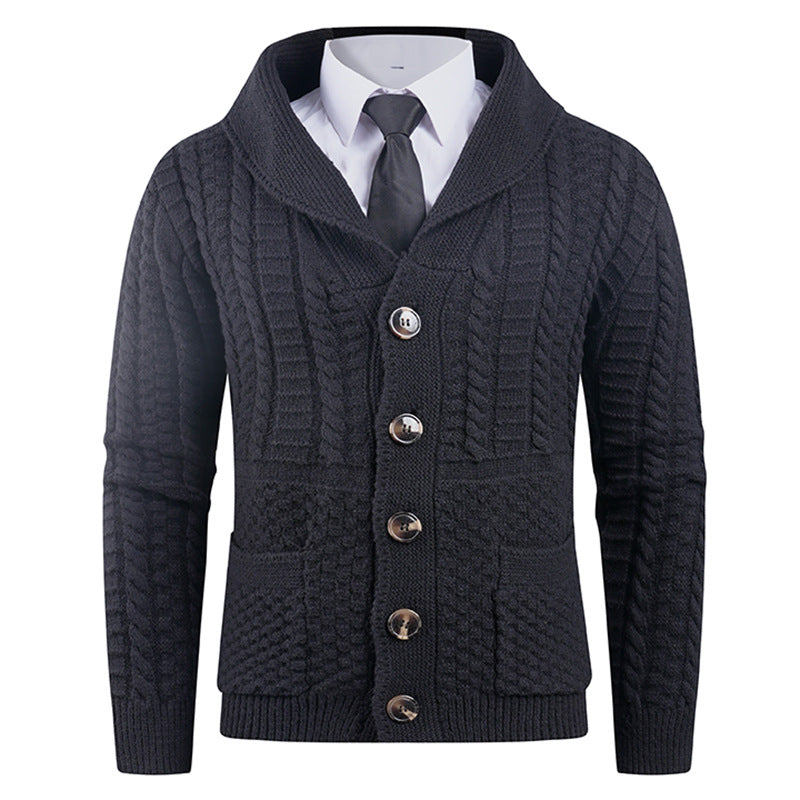 Men's cardigan with modern shawl collar and practical buttons Skorter