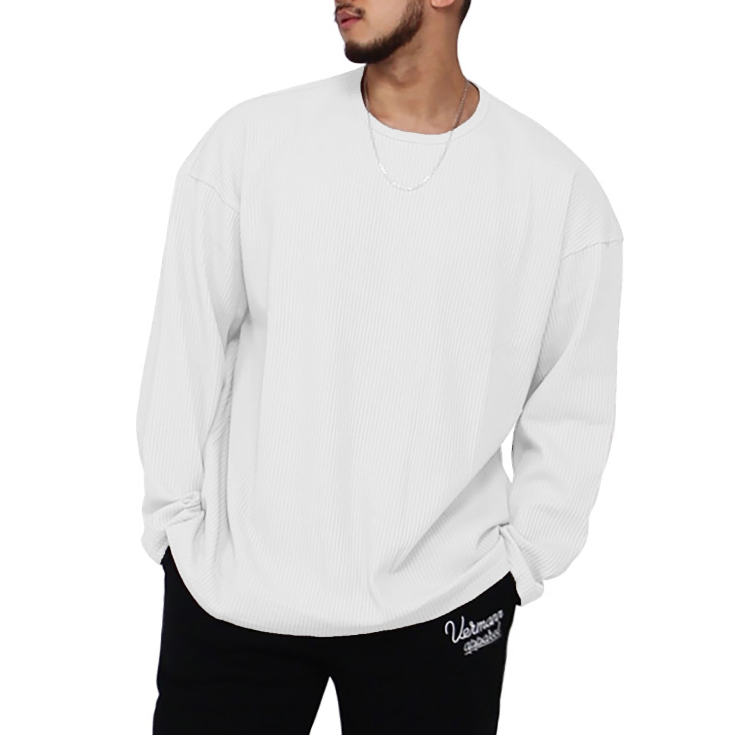 Men's long sleeve shirt with textured rib pattern and modern fit Skorter