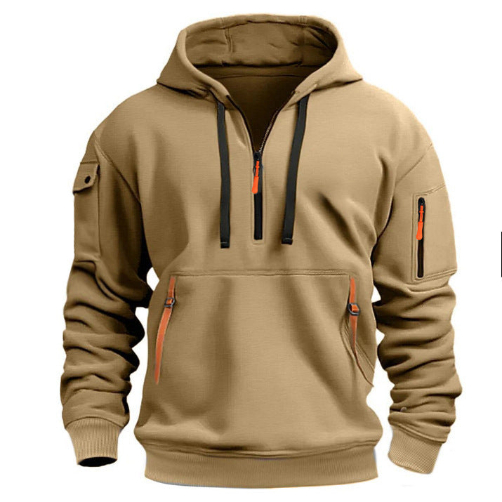 Men's Practical Hoodie with Side Zipper and Versatile Pockets Skorter