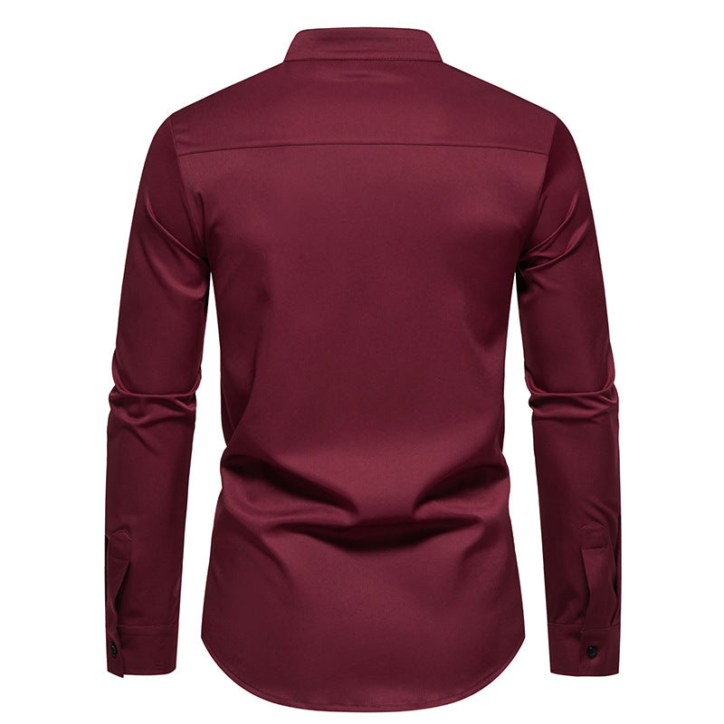Men's stylish long sleeve shirt with chic color block design Skorter