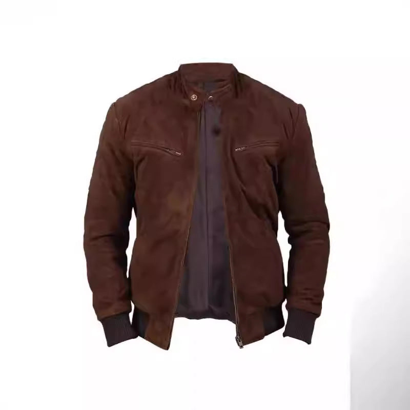 Men's suede jacket in modern design with practical pockets Skorter