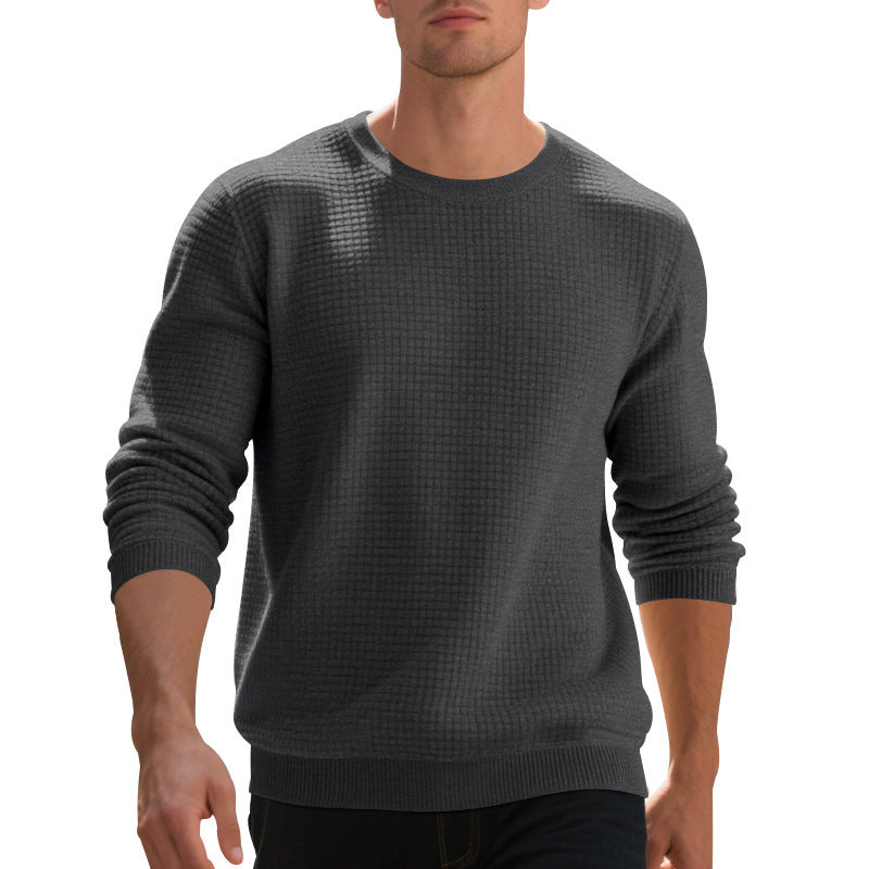 Men's warmer sweater with textured fabric and round neckline Skorter