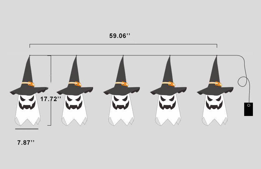 Skorter | Halloween Ghost Wizard Hat Color Light Fabric 1/5 Light Battery USB LED String Lights
