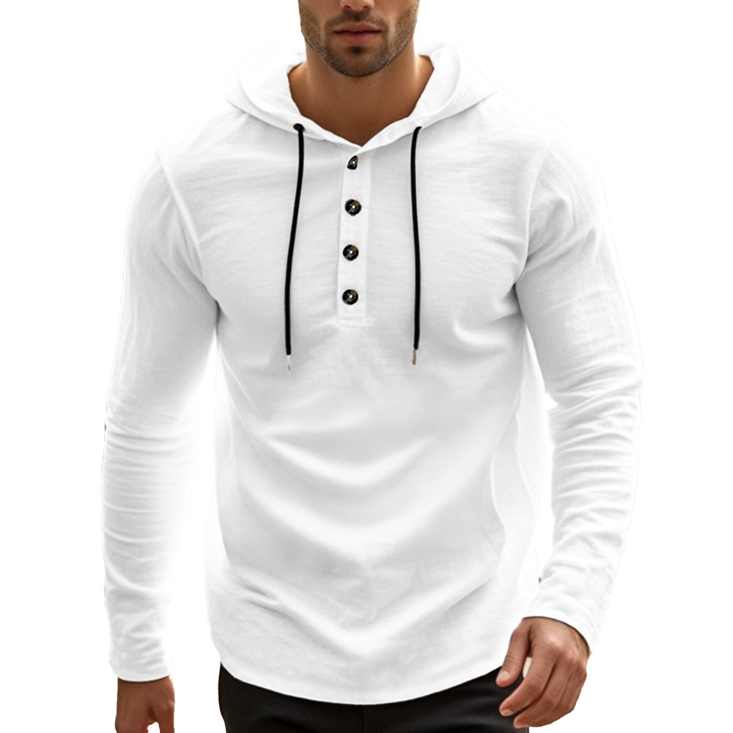 Men's sporty hoodie made of breathable material with button placket Skorter