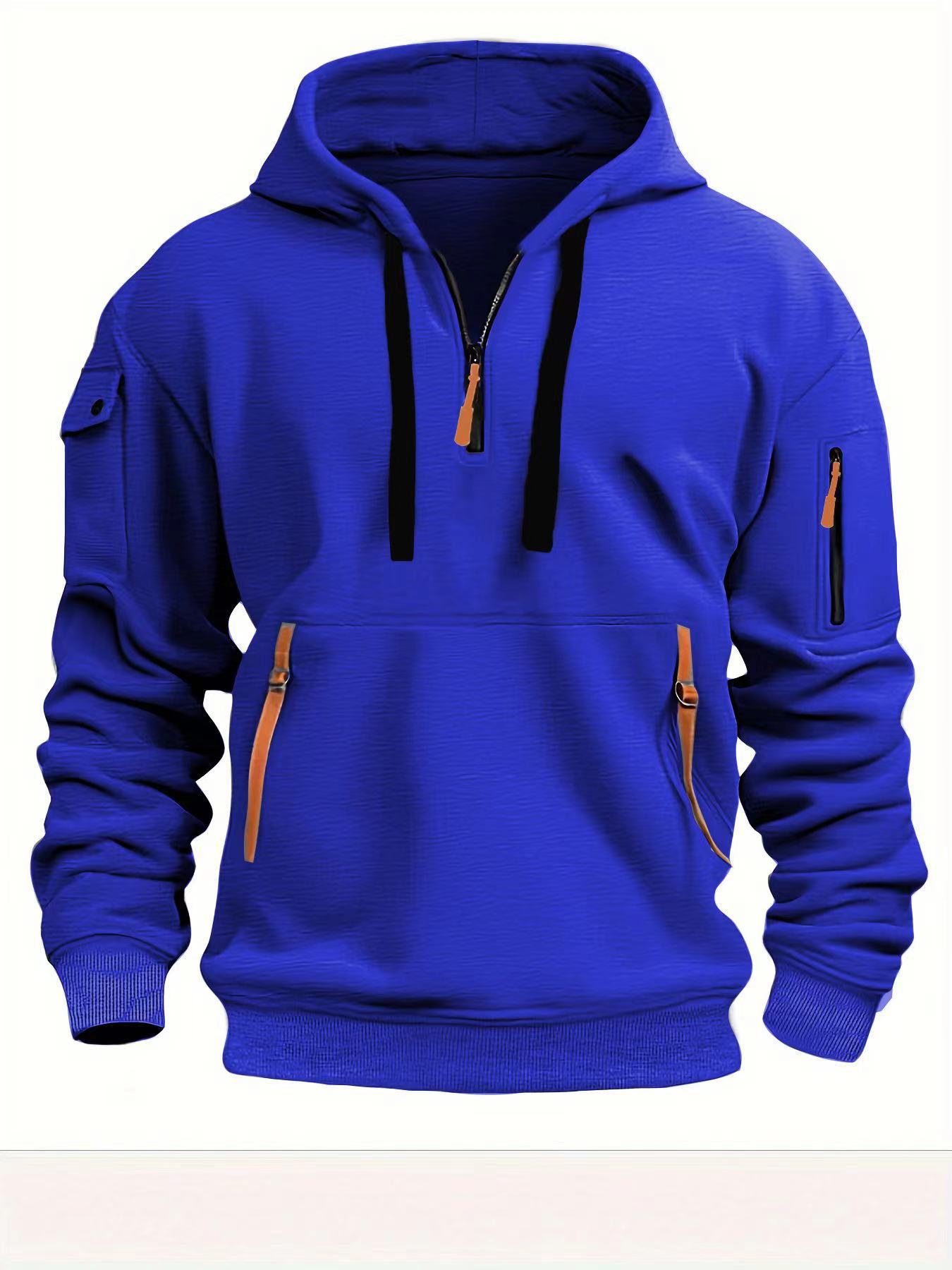 Men's Practical Hoodie with Side Zipper and Versatile Pockets Skorter