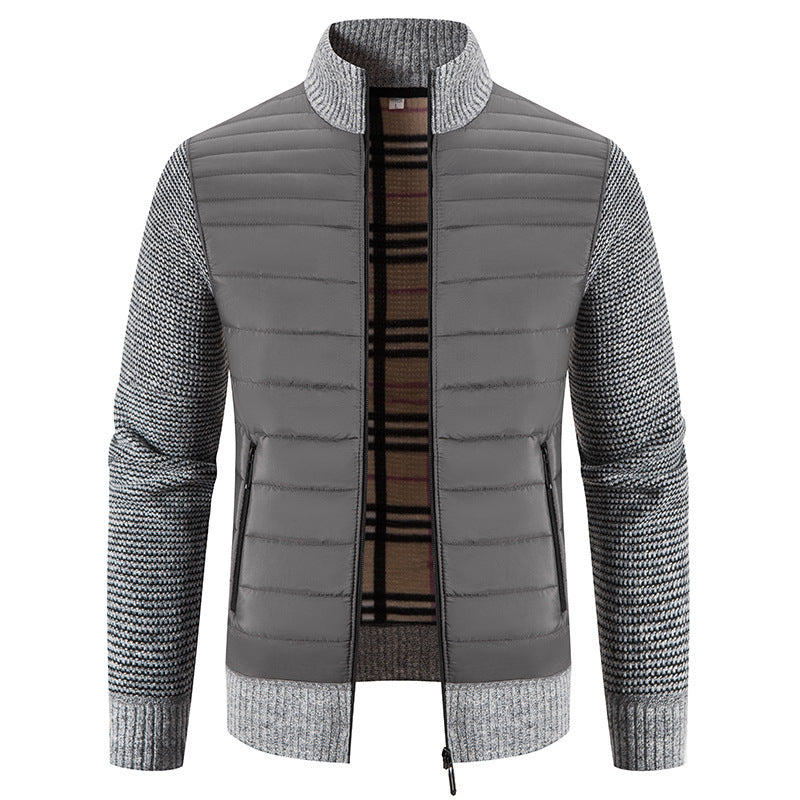 Men's quilted jacket with modern knit sleeves and high collar Skorter