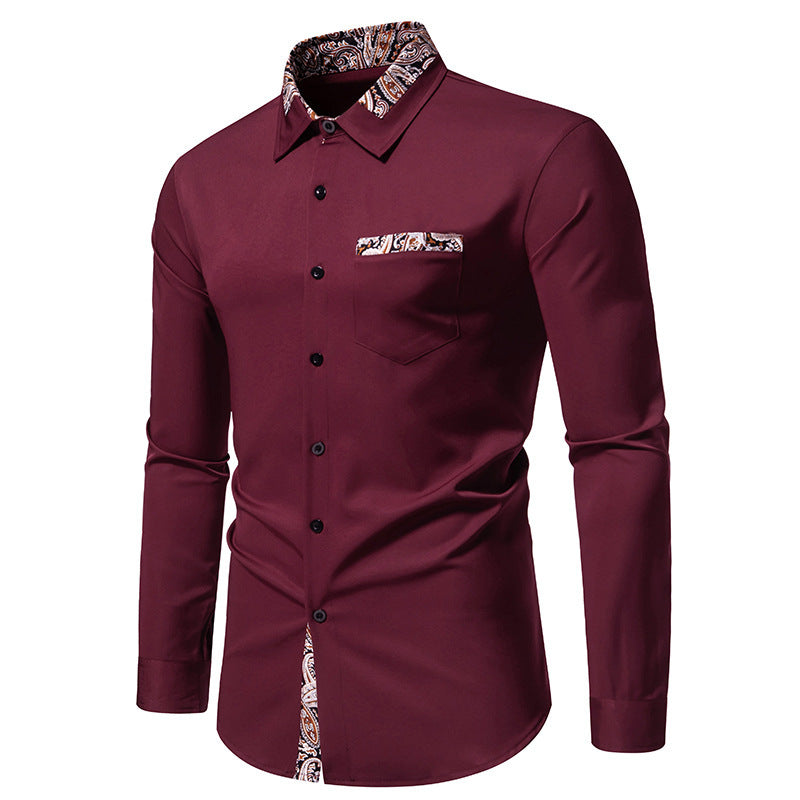 Men's long sleeve shirt with elegant paisley patterns Skorter