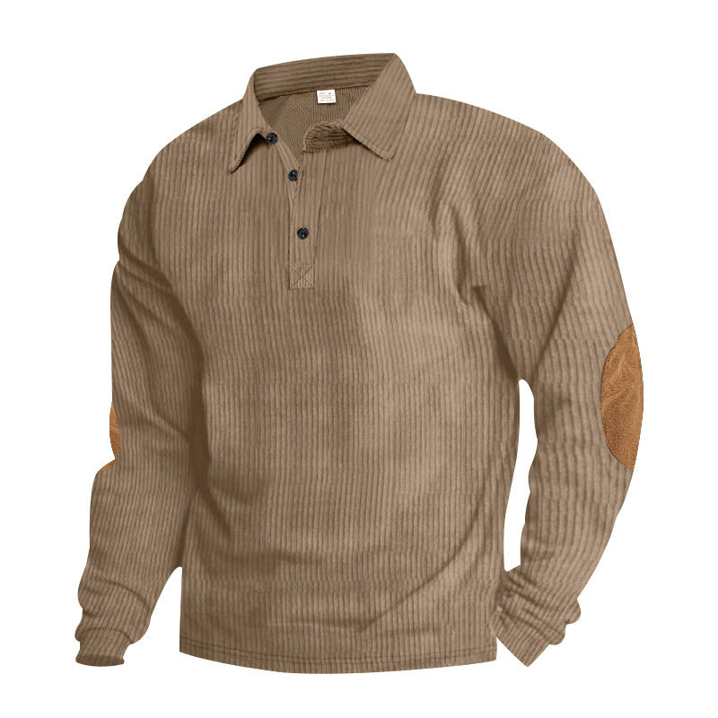 Men's Long Sleeve Shirt with Textured Surface and Trendy Leather Applications Skorter