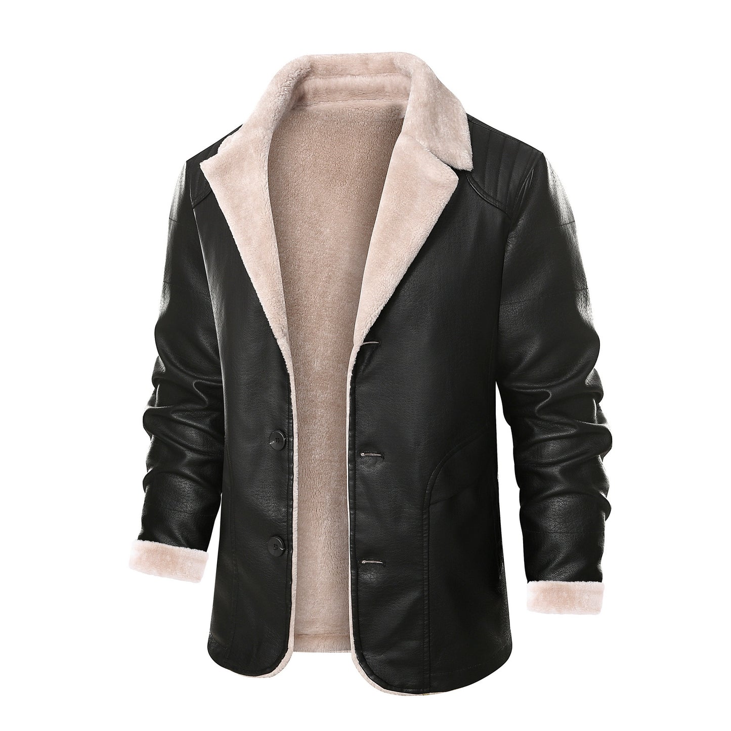 Men's stylish leather jacket with warm lining and elegant collar Skorter