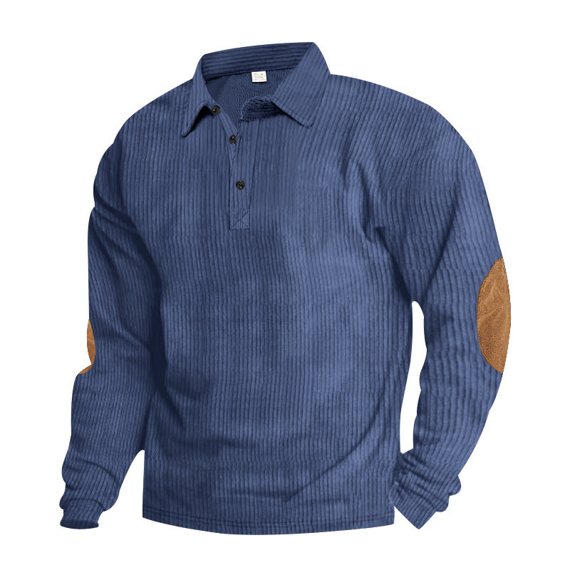 Men's Long Sleeve Shirt with Textured Surface and Trendy Leather Applications Skorter