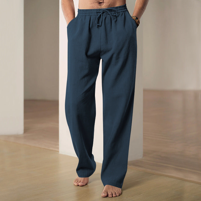 Mens Comfortable Summer Leisure Pants with Elastic Waistband Skorter