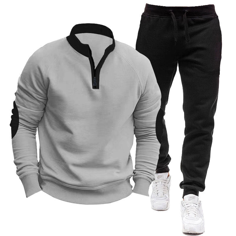 Men's sporty hoodie and jogging suit set with contrasting sleeve accents Skorter