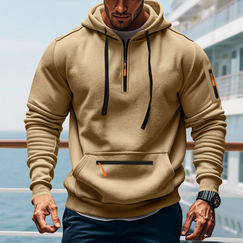 Men's sporty hoodie with practical two-way zipper and side pockets Skorter