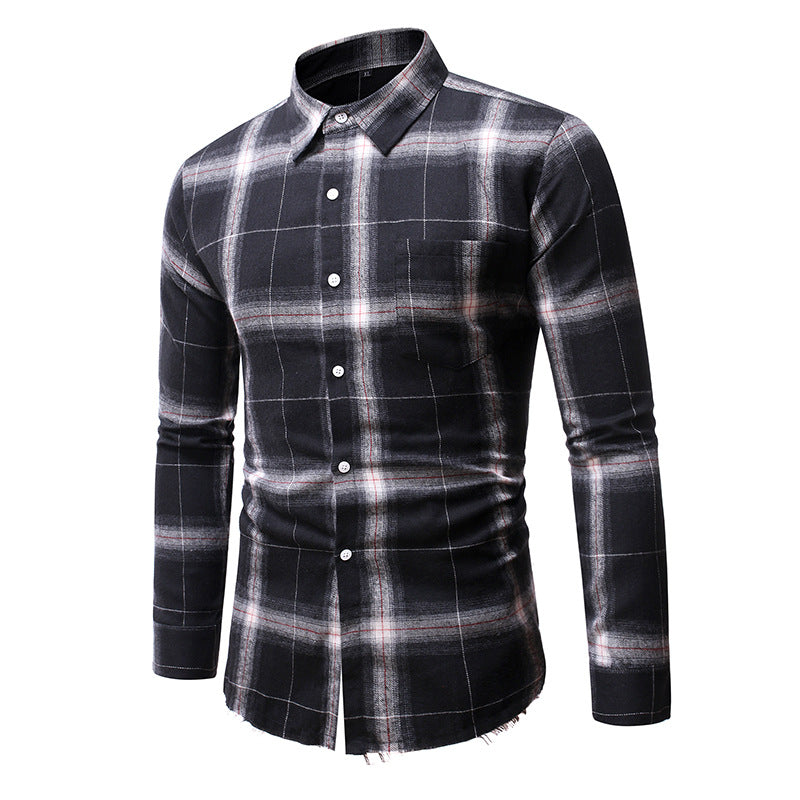 Men's Stylish Checkered Long Sleeve Shirt made of Soft Cotton Skorter