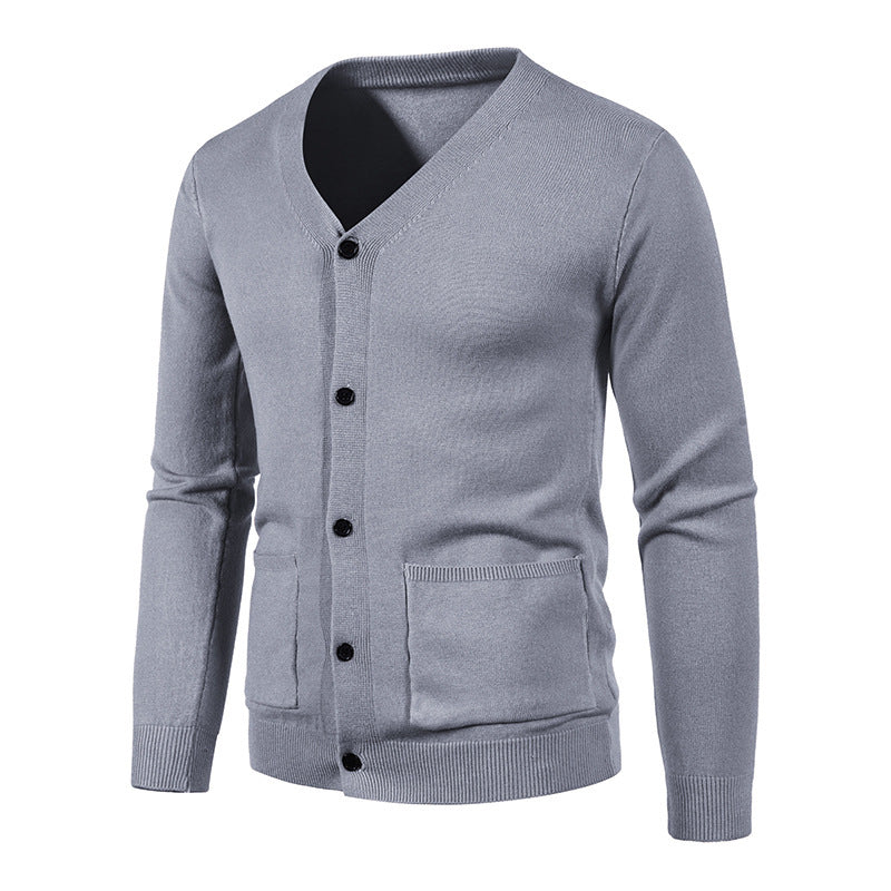Men's stylish cardigan with V-neck and practical pockets Skorter