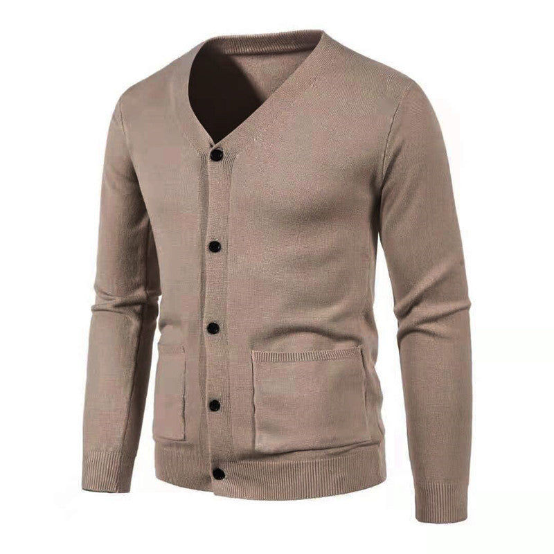 Men's stylish cardigan with V-neck and practical pockets Skorter